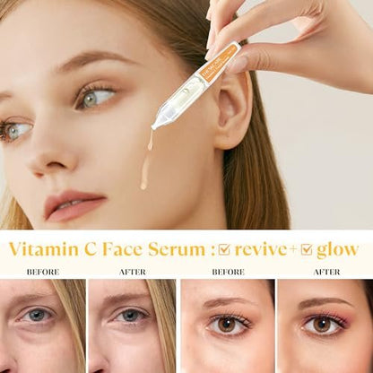 THESKCARE Vitamin C Face Serum with Hyaluronic Acid, Glutathione, Vitamin E & Niacinamide - Anti Aging Serum for Wrinkles & Dark Spots, Hydrating & Glowing - 30 Ampoules Avelisse