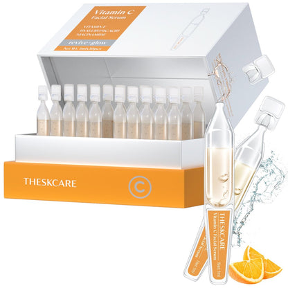 THESKCARE Vitamin C Face Serum with Hyaluronic Acid, Glutathione, Vitamin E & Niacinamide - Anti Aging Serum for Wrinkles & Dark Spots, Hydrating & Glowing - 30 Ampoules Avelisse