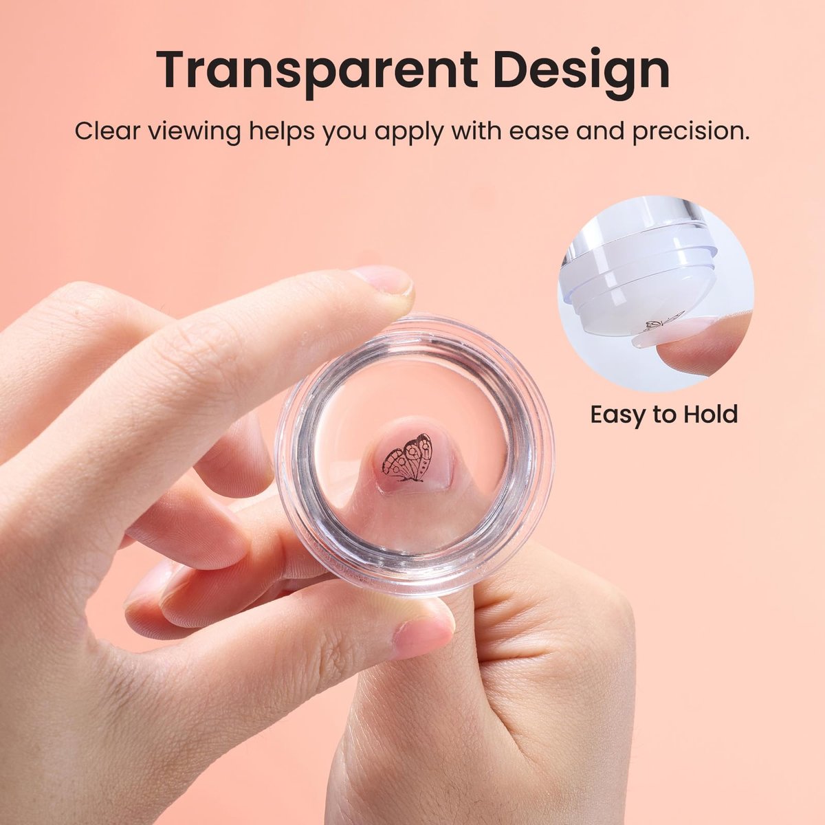 Beetles French Tip Nail Stamp Tool 4Pcs Set – Short Clear Silicone Stamper & Scraper for DIY Manicure - görsel 9