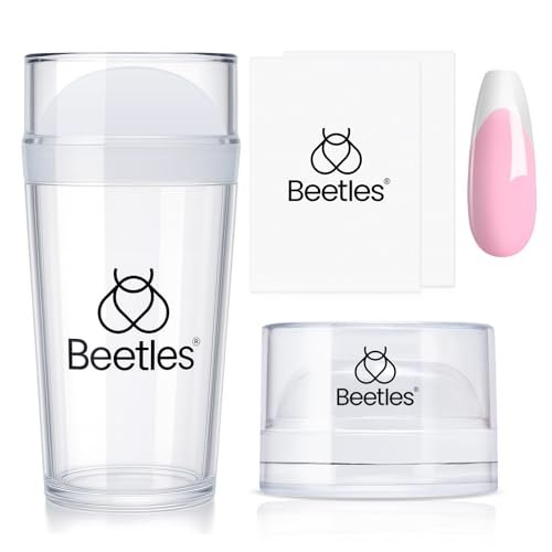 Beetles French Tip Nail Stamp Tool 4Pcs Set – Short Clear Silicone Stamper & Scraper for DIY Manicure - görsel 2
