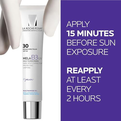 La Roche-Posay Mela B3 UV Daily Sunscreen SPF 30 Face Moisturizer with Melasyl & 5% Niacinamide – Anti-Aging, No White Cast, 40ml Avelisse