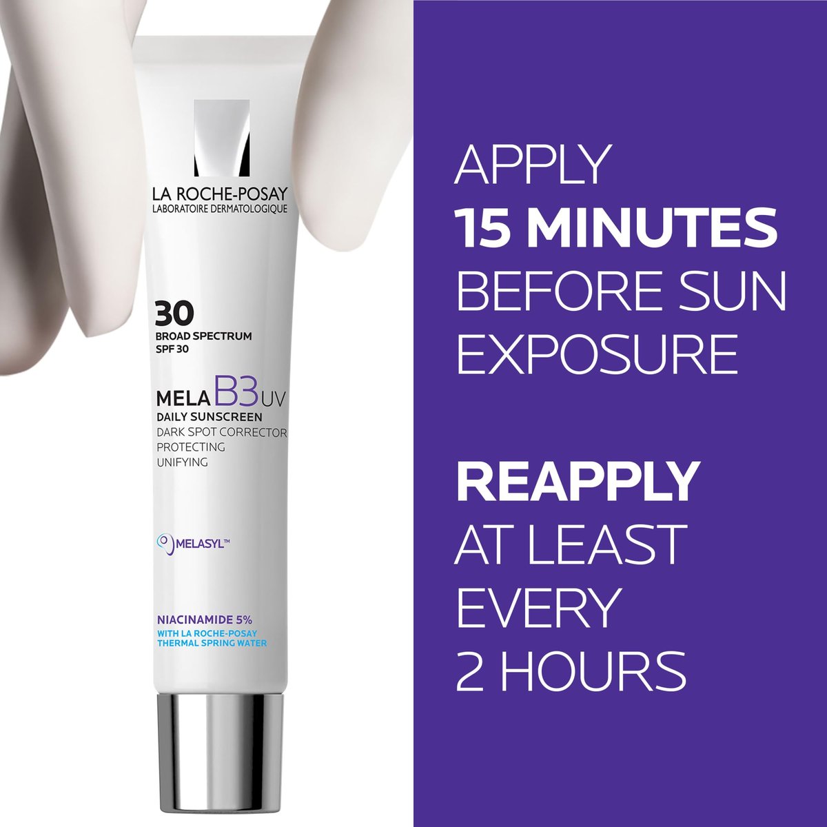 La Roche-Posay Mela B3 UV Daily Sunscreen SPF 30 Face Moisturizer with Melasyl & 5% Niacinamide – Anti-Aging, No White Cast, 40ml Avelisse