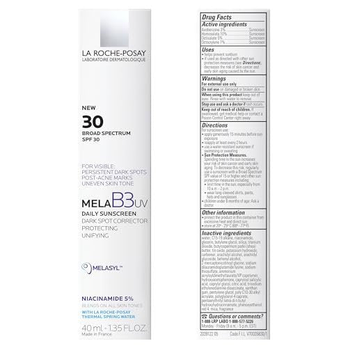 La Roche-Posay Mela B3 UV Daily Sunscreen SPF 30 Face Moisturizer with Melasyl & 5% Niacinamide – Anti-Aging, No White Cast, 40ml Avelisse