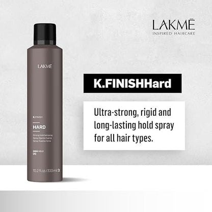 LAKMÉ K.Finish Hard Strong Hold Hairspray - Extreme Hold Hair Styling Spray, 10.2 Fl Oz