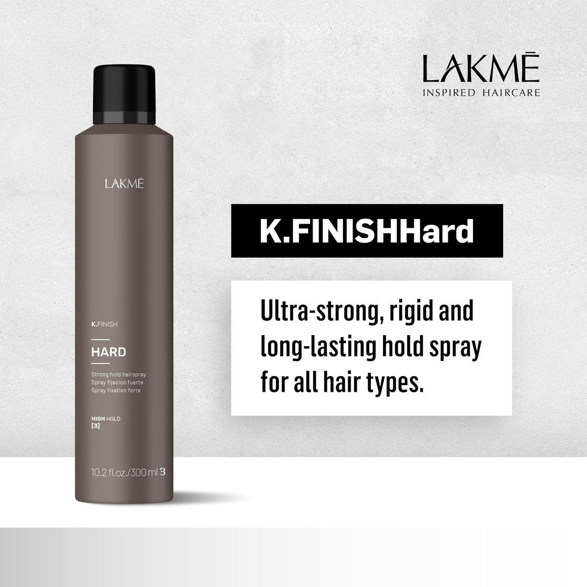 LAKMÉ K.Finish Hard Strong Hold Hairspray - Extreme Hold Hair Styling Spray, 10.2 Fl Oz - görsel 3