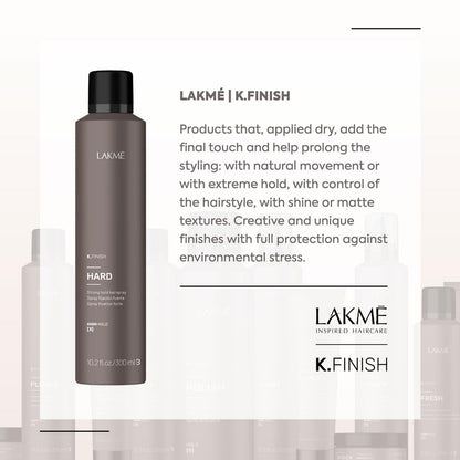 LAKMÉ K.Finish Hard Strong Hold Hairspray - Extreme Hold Hair Styling Spray, 10.2 Fl Oz
