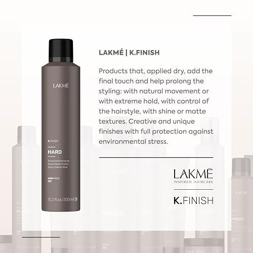 LAKMÉ K.Finish Hard Strong Hold Hairspray - Extreme Hold Hair Styling Spray, 10.2 Fl Oz - görsel 14