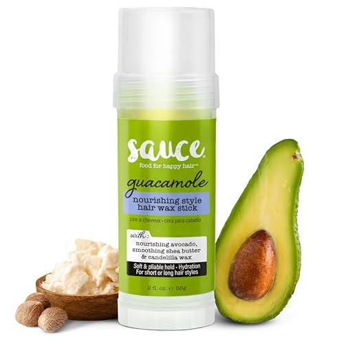 SAUCE BEAUTY Guacamole Hair Wax - Moisturizing Avocado Oil & Shea Butter Wax for Styling Flyaway & Brittle Hair, Paraben & Sulfate Free (2 oz) Avelisse