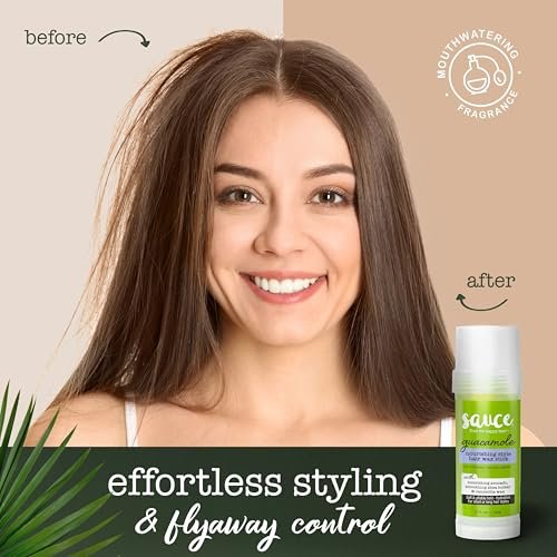 SAUCE BEAUTY Guacamole Hair Wax - Moisturizing Avocado Oil & Shea Butter Wax for Styling Flyaway & Brittle Hair, Paraben & Sulfate Free (2 oz) Avelisse