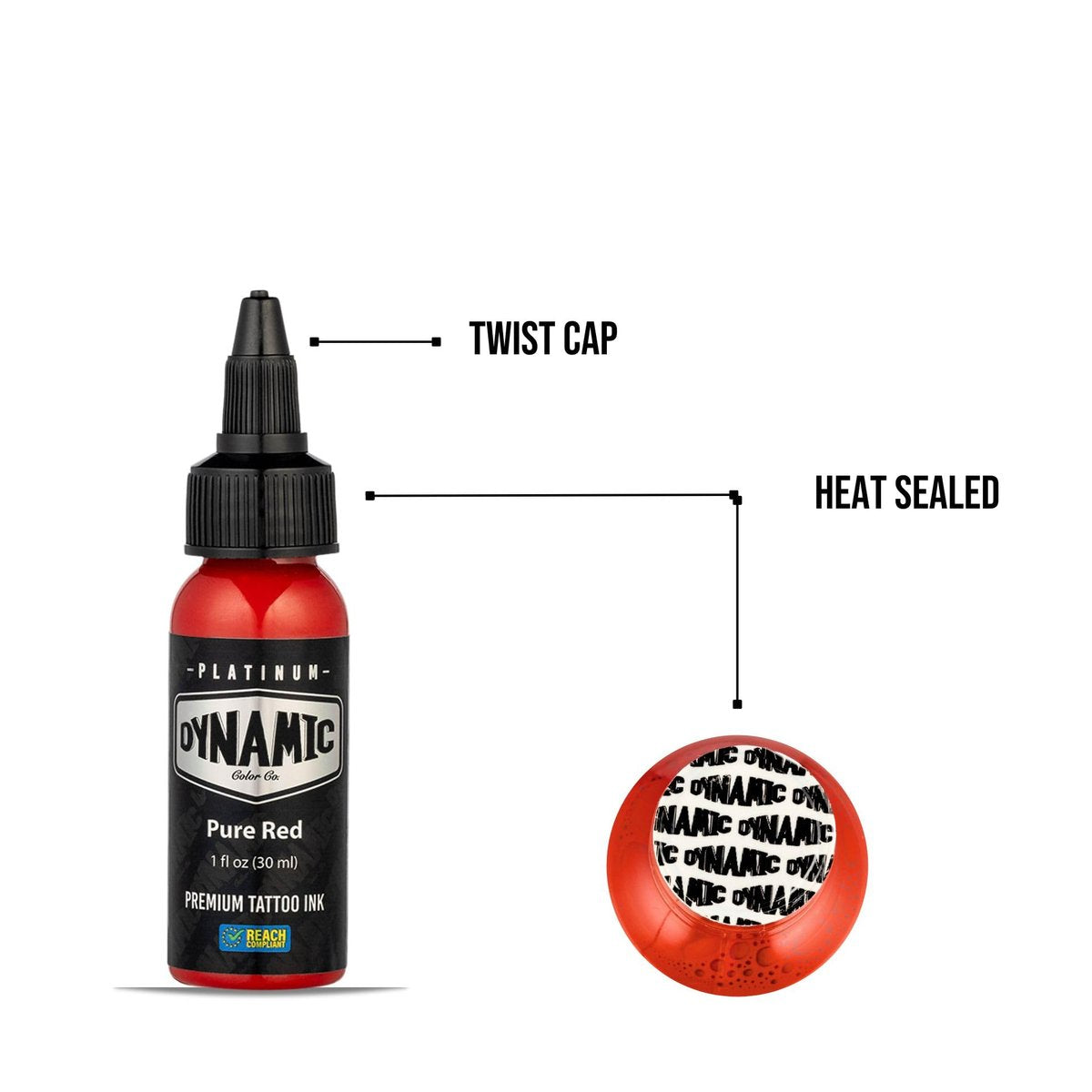 Dynamic Color Co Platinum Collection Pure Red Tattoo Ink – REACH Compliant, Premium Quality, Made in Spain (1 oz) Avelisse