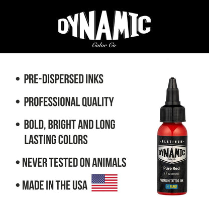 Dynamic Color Co Platinum Collection Pure Red Tattoo Ink – REACH Compliant, Premium Quality, Made in Spain (1 oz) Avelisse