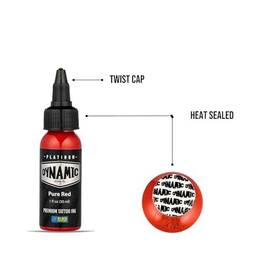 Dynamic Color Co Platinum Collection Pure Red Tattoo Ink – REACH Compliant, Premium Quality, Made in Spain (1 oz) Avelisse