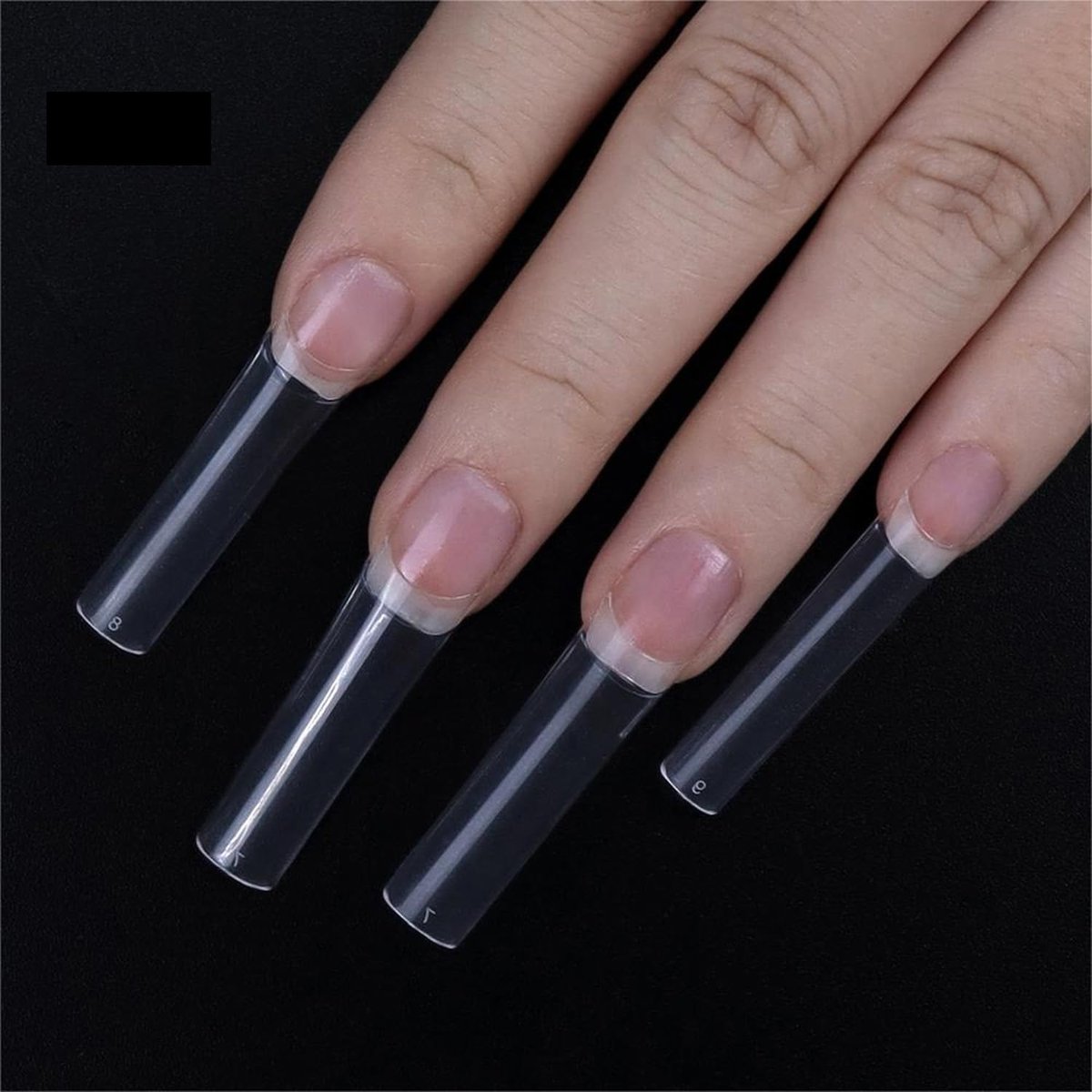 HWHUNO Long Straight Half Cover Tapered XL Square Nail Tips - No C Curve, Clear ABS False Nails 500Pcs for Salon & Home DIY - görsel 8