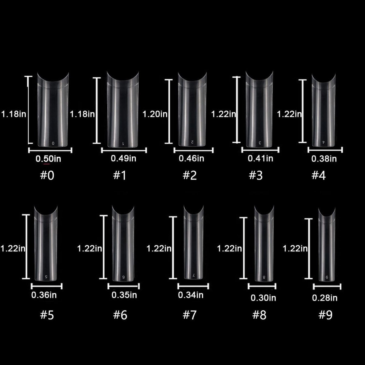 HWHUNO Long Straight Half Cover Tapered XL Square Nail Tips - No C Curve, Clear ABS False Nails 500Pcs for Salon & Home DIY - görsel 12