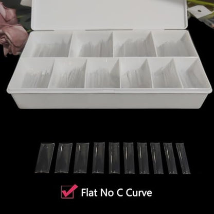 HWHUNO Long Straight Half Cover Tapered XL Square Nail Tips - No C Curve, Clear ABS False Nails 500Pcs for Salon & Home DIY