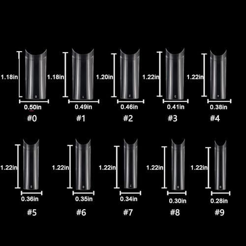 HWHUNO Long Straight Half Cover Tapered XL Square Nail Tips - No C Curve, Clear ABS False Nails 500Pcs for Salon & Home DIY - görsel 11