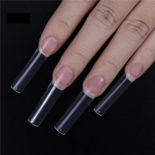 HWHUNO Long Straight Half Cover Tapered XL Square Nail Tips - No C Curve, Clear ABS False Nails 500Pcs for Salon & Home DIY - görsel 7