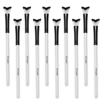POCMKO 10-Pack Curved Fluffy Eyelash Cleaning Brushes - Professional Eyelash Extension Shampoo Cleansing Brush Set