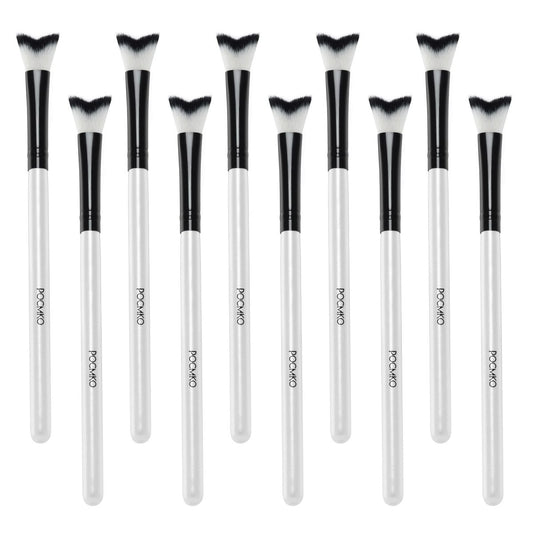 POCMKO 10-Pack Curved Fluffy Eyelash Cleaning Brushes - Professional Eyelash Extension Shampoo Cleansing Brush Set