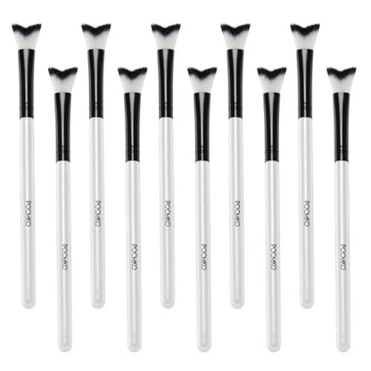 POCMKO 10-Pack Curved Fluffy Eyelash Cleaning Brushes - Professional Eyelash Extension Shampoo Cleansing Brush Set