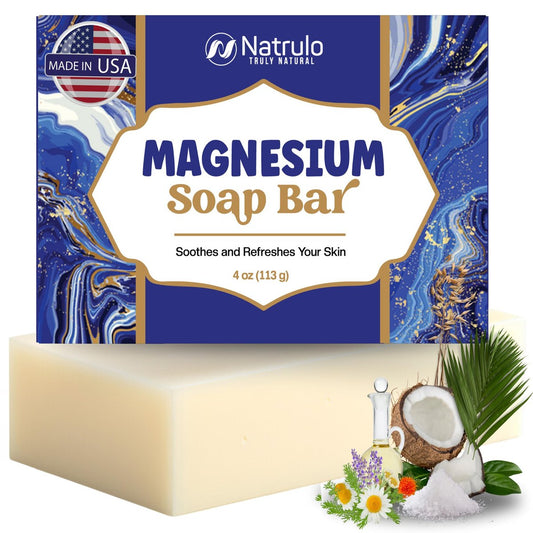 Natrulo Dead Sea Magnesium Soap Bar – Deep Cleansing, Moisturizing Body Soap for Dry, Itchy & All Skin Types – All-Natural Exfoliating Face & Body Wash, Soothes Muscles & Joints – Made in USA (4 oz)