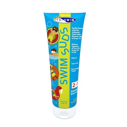 TRISWIM Kid's SWIM SUDS Natural Tear-Free 2-in-1 Shampoo & Body Wash for Babies & Up - Gently Removes Chlorine & Saltwater, 8.5 Fl Oz Avelisse