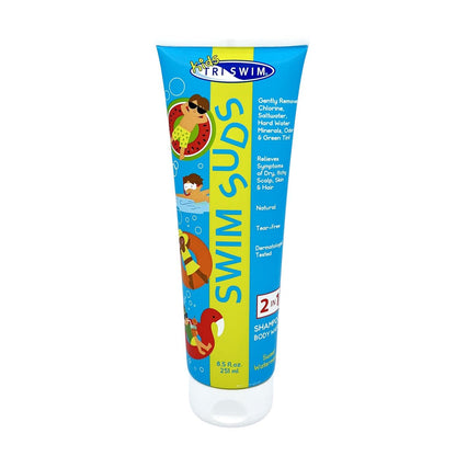 TRISWIM Kid's SWIM SUDS Natural Tear-Free 2-in-1 Shampoo & Body Wash for Babies & Up - Gently Removes Chlorine & Saltwater, 8.5 Fl Oz Avelisse