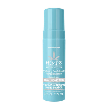 Hempz Ocean Breeze Hydrating Gentle Facial Foaming Cleanser with Hyaluronic Acid - Refreshingly Scented Moisturizing Foam Face Wash for Extremely Dry, Oily, or Sensitive Skin, 6 Oz Avelisse