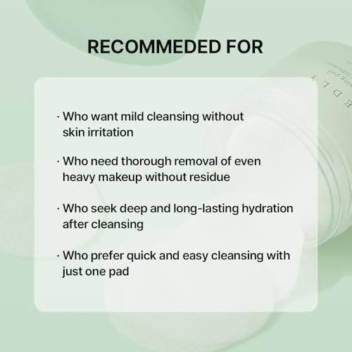 NEEDLY Mild Cleansing Pad - Makeup Remover for Sensitive Skin (60 Pads) - Triple Deep Cleansing, Barrier Care with Only Two Surfactants & Panthenol, Extra-Large Soft Vegan Pad, Korean Skincare Avelisse