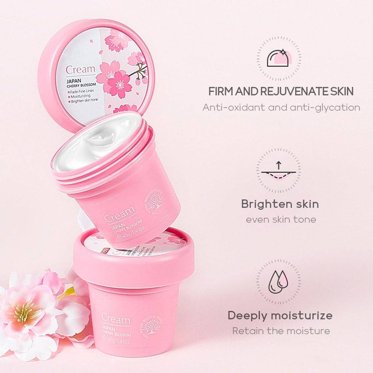 LAIKME Sakura Face Care Set for Women - 17Pcs Moisturizing Skin Care Kit with Sakura Cream, Cleanser, Serum, Toner, Eye Cream, Lip Mask, Mud Mask, Sleeping Mask - Daily Beauty Routine - görsel 9