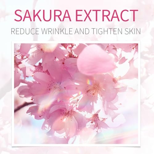 LAIKME Sakura Face Care Set for Women - 17Pcs Moisturizing Skin Care Kit with Sakura Cream, Cleanser, Serum, Toner, Eye Cream, Lip Mask, Mud Mask, Sleeping Mask - Daily Beauty Routine - görsel 8