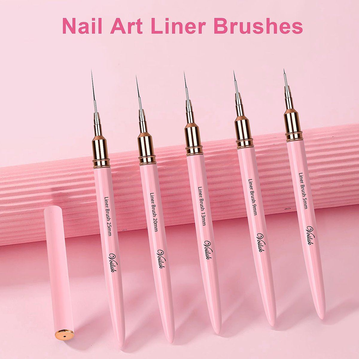 Voiluk 5-Piece Nail Art Liner Brushes Set - Thin Liner Brushes for Gel Nail Art, Striping Brushes for Fine Lines & Details (5/9/13/20/25mm) - görsel 3
