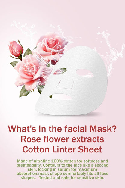 IREV Rose Hydrating Sheet Masks for Glowing Skin - 10 Pack