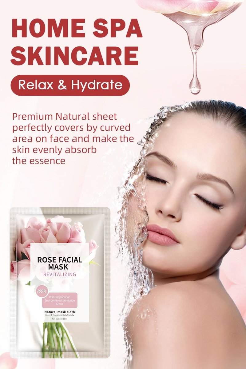 IREV Rose Hydrating Sheet Masks for Glowing Skin - 10 Pack - görsel 3