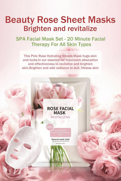 IREV Rose Hydrating Sheet Masks for Glowing Skin - 10 Pack