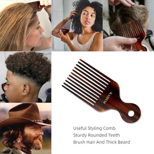 KAHEM Wide Tooth Pick Comb for Long, Thick, Curly Hair - 6.89 Inch Detangling and Lifting Comb for Women and Men's Hair Styling - görsel 12