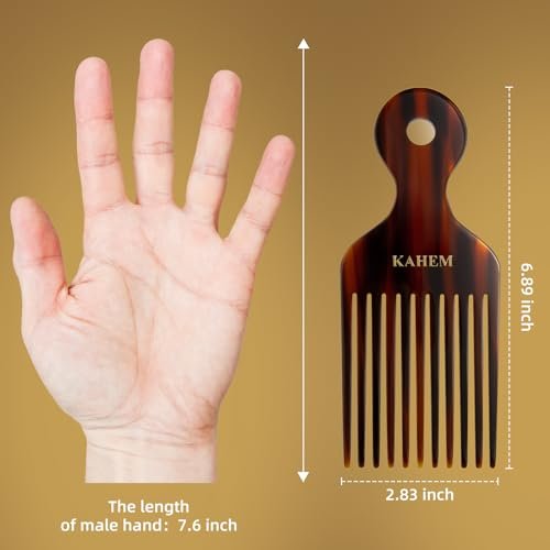 KAHEM Wide Tooth Pick Comb for Long, Thick, Curly Hair - 6.89 Inch Detangling and Lifting Comb for Women and Men's Hair Styling - görsel 6