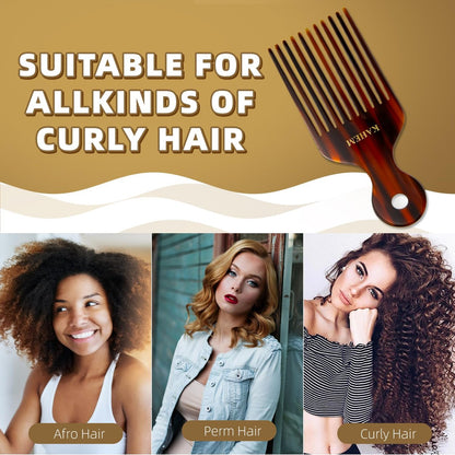 KAHEM Wide Tooth Pick Comb for Long, Thick, Curly Hair - 6.89 Inch Detangling and Lifting Comb for Women and Men's Hair Styling
