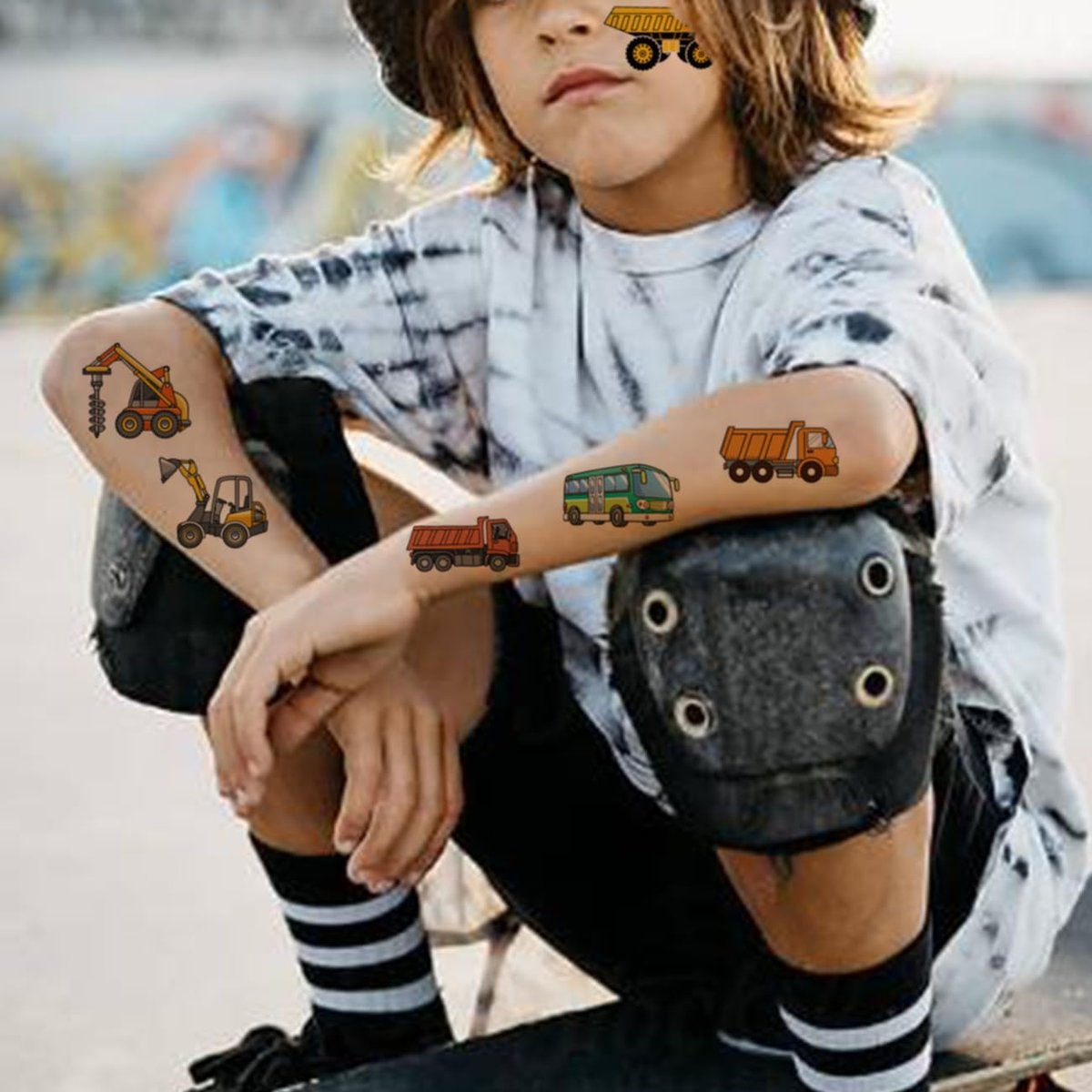 CHARLENT Car and Truck Temporary Tattoos for Kids - 74 Sheets Construction Vehicle Tattoos for Birthday Party Favors and Goodie Bag Fillers - görsel 9