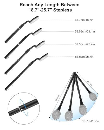 BTideas 25.7" Telescopic Back Scrubber for Shower – Anti-Slip Long Handle Bath Brush for Elderly, Disabled, and Limited Arm Movement – Exfoliating Body Brush for Improved Skin Health Avelisse