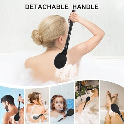 BTideas 25.7" Telescopic Back Scrubber for Shower – Anti-Slip Long Handle Bath Brush for Elderly, Disabled, and Limited Arm Movement – Exfoliating Body Brush for Improved Skin Health Avelisse