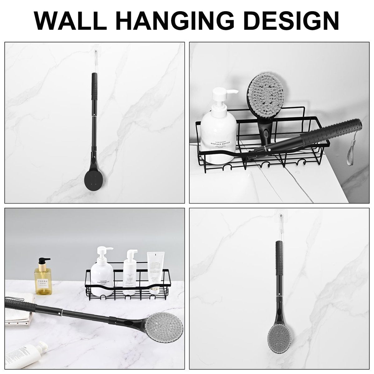 BTideas 25.7" Telescopic Back Scrubber for Shower – Anti-Slip Long Handle Bath Brush for Elderly, Disabled, and Limited Arm Movement – Exfoliating Body Brush for Improved Skin Health Avelisse