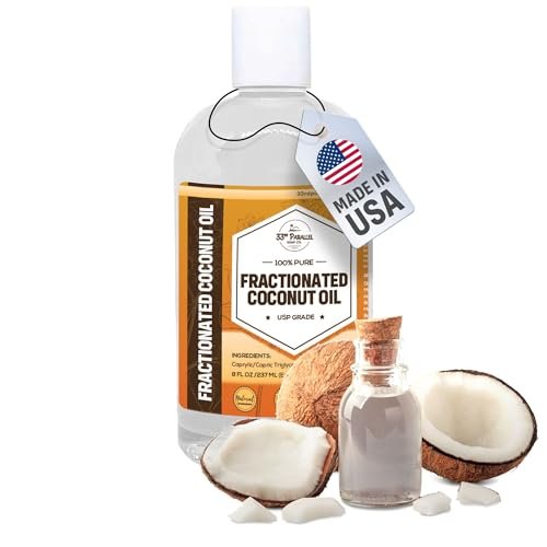 Organic Fractionated Coconut Oil (8 oz) - USP Grade, Non-GMO, Cold Pressed - 100% Pure for Skin, Face, Hair, Soap Making & Carrier Oil for Essential Oils - görsel 2