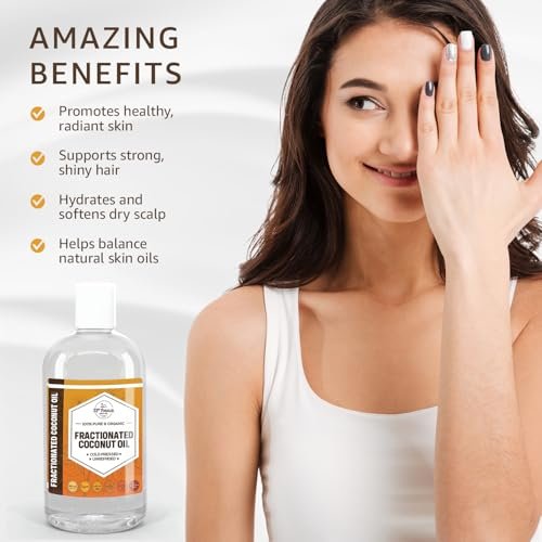 Organic Fractionated Coconut Oil (8 oz) - USP Grade, Non-GMO, Cold Pressed - 100% Pure for Skin, Face, Hair, Soap Making & Carrier Oil for Essential Oils - görsel 8