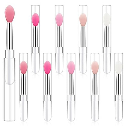 10-Piece Silicone Lip Brush Set with Caps – Reusable Lipstick Applicator & Lip Mask Tool for Precise Makeup Application