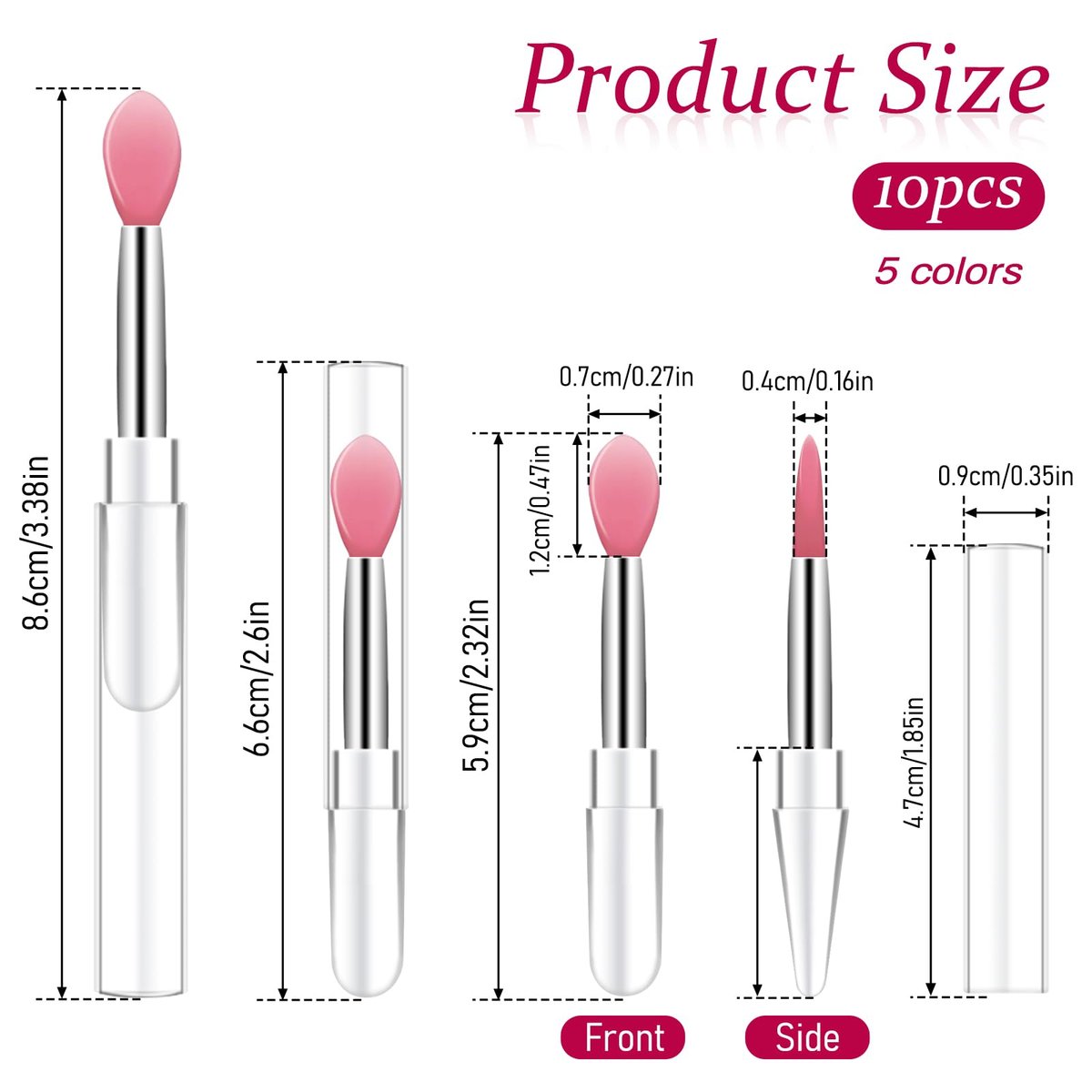 10-Piece Silicone Lip Brush Set with Caps – Reusable Lipstick Applicator & Lip Mask Tool for Precise Makeup Application - görsel 3