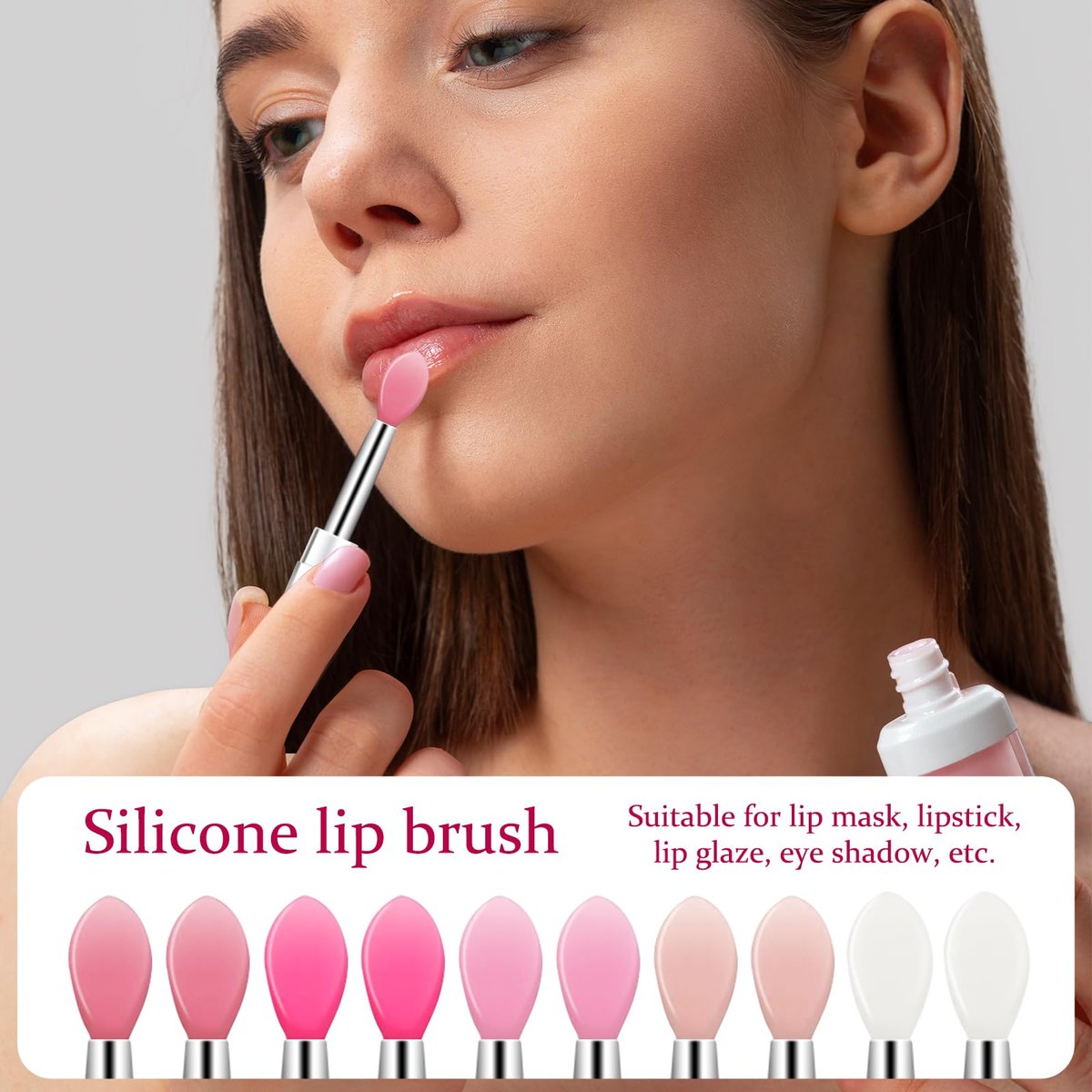 10-Piece Silicone Lip Brush Set with Caps – Reusable Lipstick Applicator & Lip Mask Tool for Precise Makeup Application - görsel 5