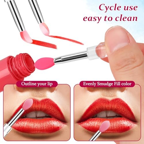 10-Piece Silicone Lip Brush Set with Caps – Reusable Lipstick Applicator & Lip Mask Tool for Precise Makeup Application - görsel 8