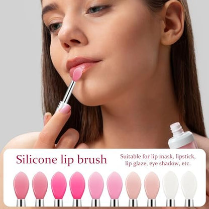 10-Piece Silicone Lip Brush Set with Caps – Reusable Lipstick Applicator & Lip Mask Tool for Precise Makeup Application
