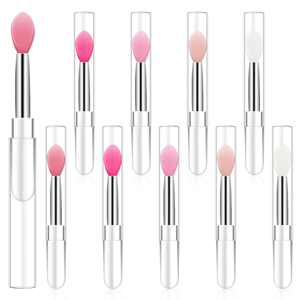 10-Piece Silicone Lip Brush Set with Caps – Reusable Lipstick Applicator & Lip Mask Tool for Precise Makeup Application - görsel 1